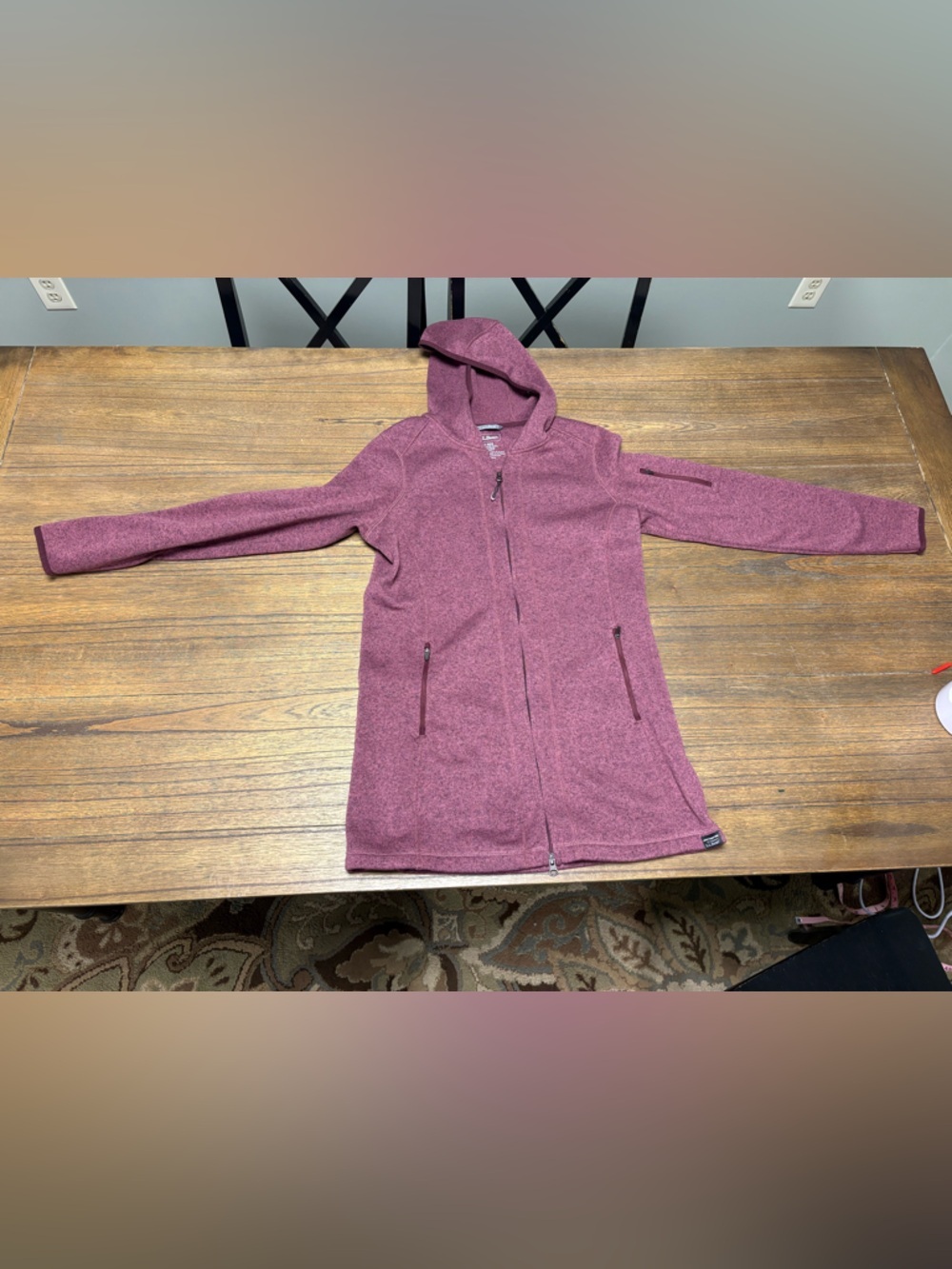 L.L. Bean Plum Fleece Zip-Up Jacket - Picture 3 of 6